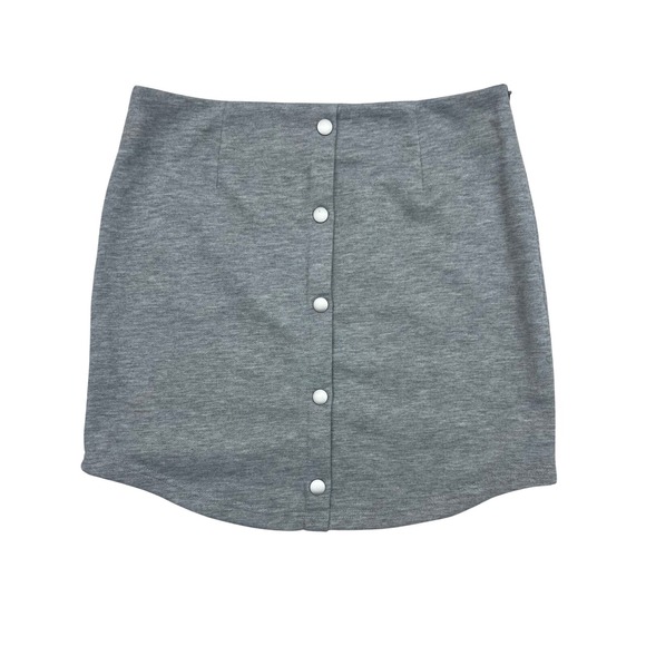 Fashion Nova Mini Skirt Button Front Pockets Gray Casual Size M‎ - Picture 1 of 3